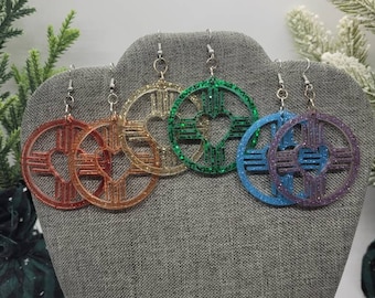 Sparkle Circle Zia Heart Resin Earrings