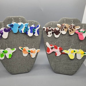 Food Themed Cow Clay Earrings