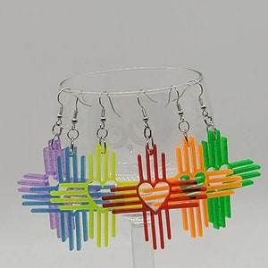 New Mexico Heart Zia Resin Earrings