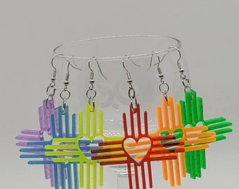 New Mexico Heart Zia Resin Earrings