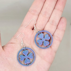 Circle earrings, Shamrock earrings, St. Patrick&#39;s Day Earrings, 4 leaf clover earrings