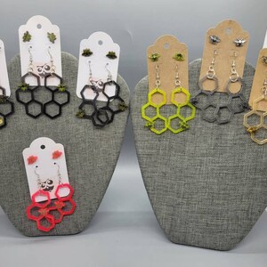 Honey Combs Bee Resin Earrings