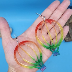 Large Hot Air Balloon Resin Earrings