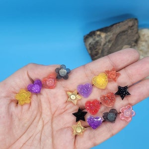 Flower Hearts and Stars Resin Stud Earrings