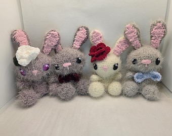 Crochet Bunny Plush | Handmade Rabbit Amigurumi | Cute Bunny Plushie with Accessories | Stuffed Animal Gift | Soft Crochet Bunny