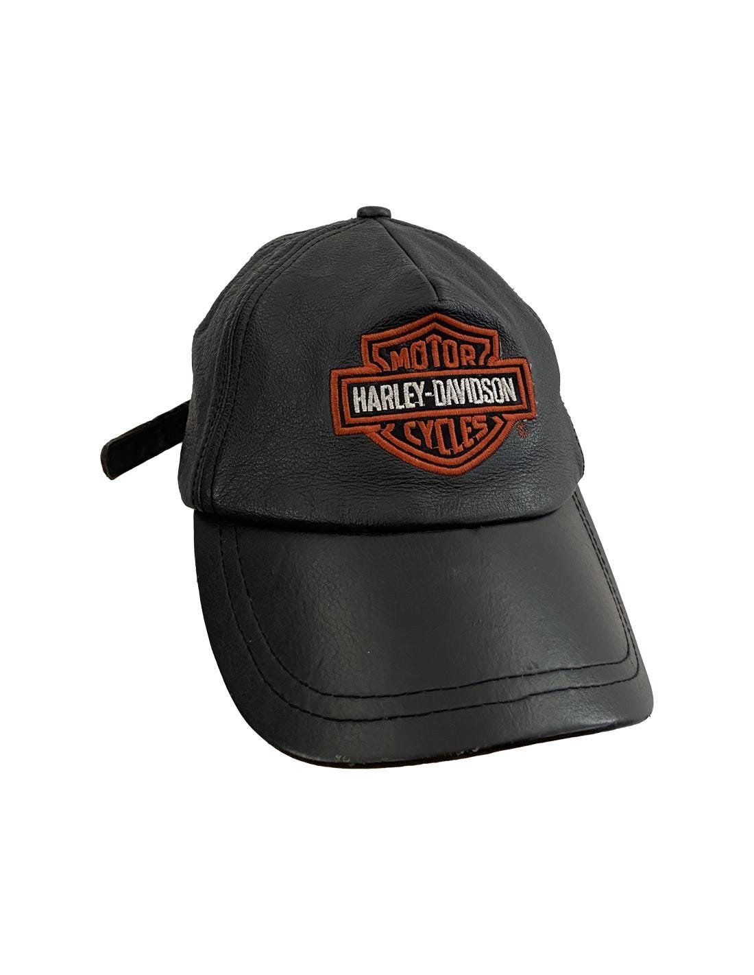 Vintage Leather Harley Davidson Cap Hat - Etsy