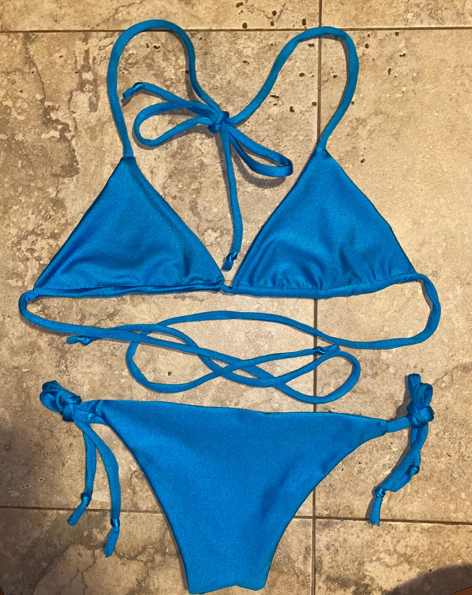 Conjunto de bikini azul reversible Etsy