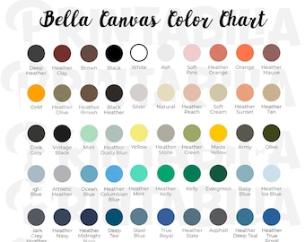 Bella Canvas Color Chart | Bella Canvas 3001 Color Chart PNG | Bella Canvas Mockup Color Chart Photo, Instant Download, PNG