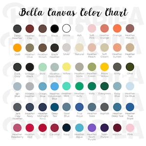Tabla de colores Bella Canvas | Tabla de colores Bella Canvas 3001 PNG | Maqueta de tabla de colores Bella Canvas, descarga instantánea, PNG