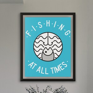 Fishing Gift, Fish Art, Fishing Print, Wall Art, Printable, Fly Fishing Art Print, Fishing Lover, Instant Download, PNG Digital File