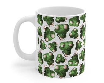 Frog Pattern Mug, Gift for Frog Lovers, Cute Frog Mug, Toad Lover, Toadally Cool Mug