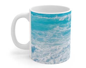 Beach House Gift Mug, Ocean Waves, Sea Life, Beach Mug, Coastal Beach Surf