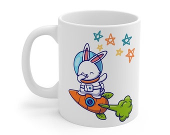 Dabbing Astronaut Mug, Space Bunny, Rabbit On Rocket, Easter Bunny, Space Lover Gift, Space Dab, Dabbing Rabbit, Carrot Rocket
