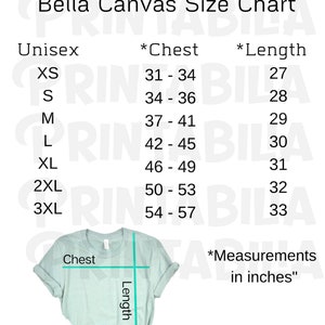 Bella Canvas Size Chart | Bella Canvas 3001 Sizing Chart | Bella Canvas Mockup Size Chart