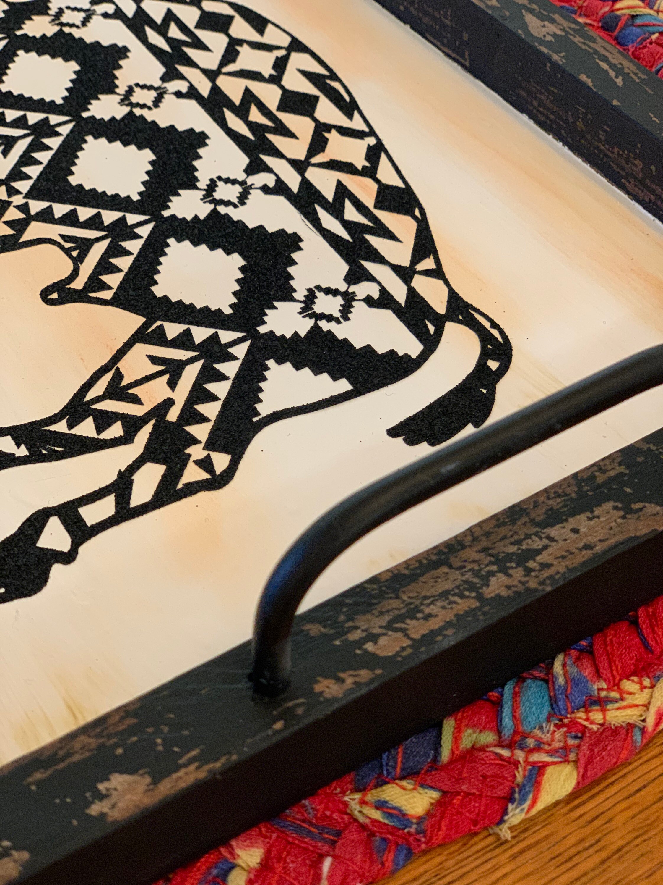 Southwest Buffalo Tray, Aztec Buffalo Tray, Made in Wyoming for Mothers