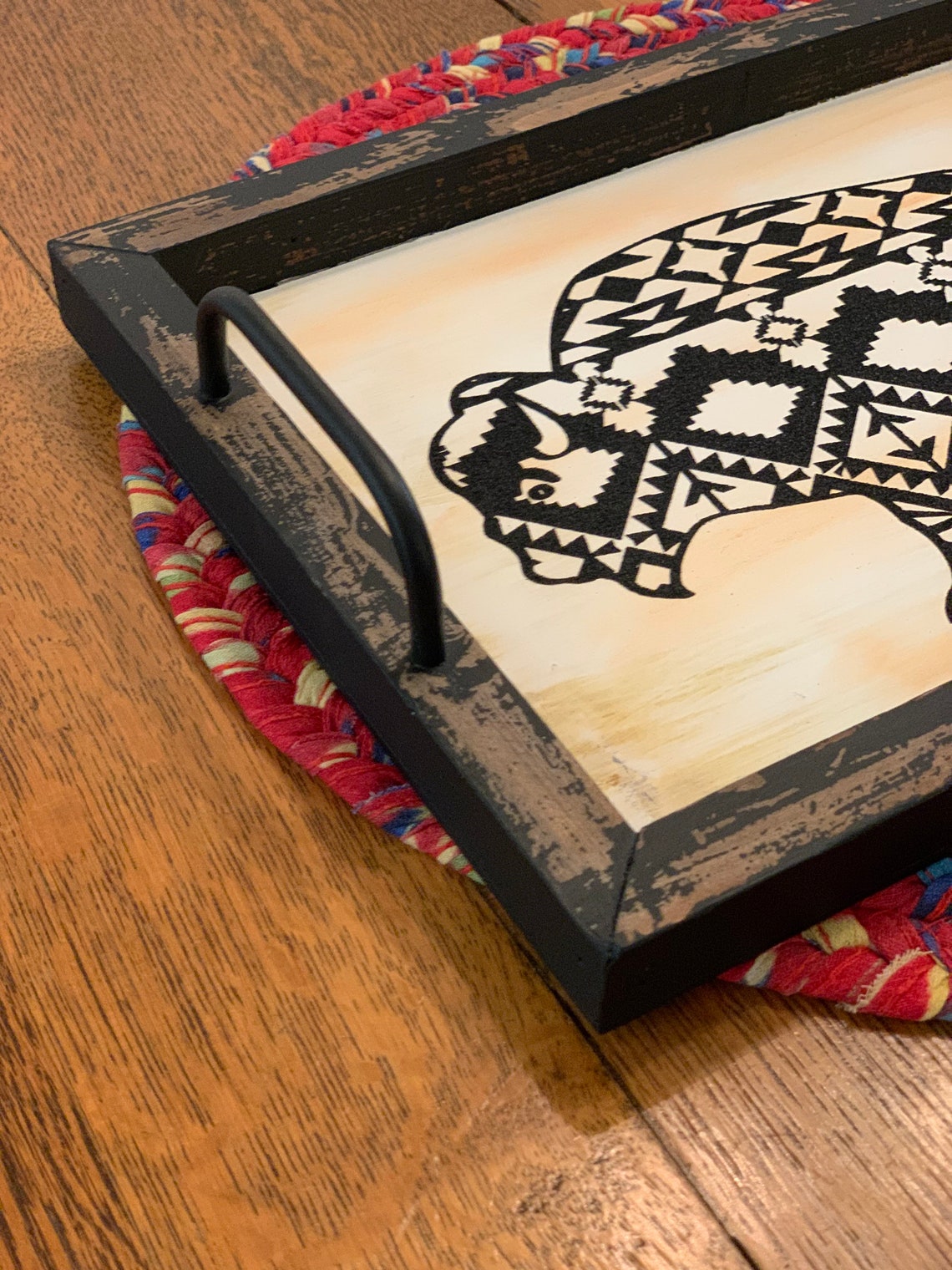 Southwest Buffalo Tray, Aztec Buffalo Tray, Made in Wyoming for Mothers