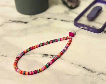 Rainbow Phone Lanyard | Phone Wristlet | Beaded iPhone Bracelet | Stylish Unisex Phone Strap