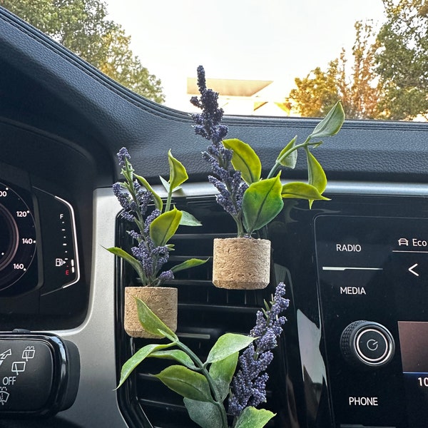 Difusor de aceite esencial para coche de plantas en macetas diminutas, clip de ventilación de aire acondicionado para amantes de las plantas, accesorios para coches de flores boho, decoración de coches, relleno de medias