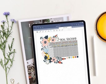 Floral Habit Tracker for GoodNotes, Digital Planner, Habit Tracking, Goal Tracker, Bullet Journal, Flowers, Everyday Tracker, Notability