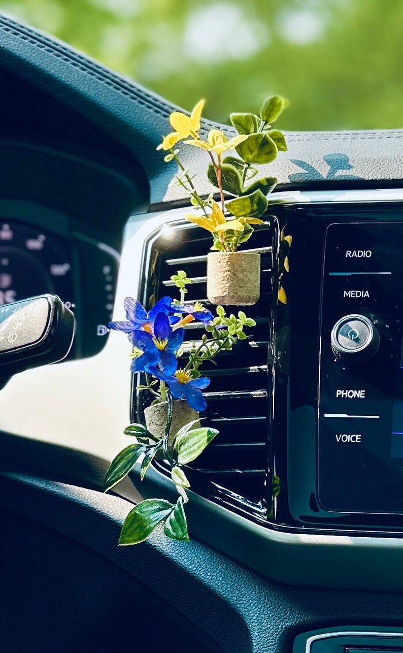 Mini Plant Car Air Freshener, Plant A/C Vent Clip, Cute Car Accessories, Car Essential Oil Diffuser, Boho Car Decor, Stocking Stuffer image 1