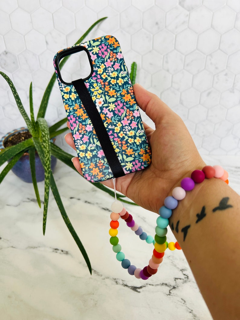 Rainbow Big Bead Phone Lanyard, Phone Wristlet, Large Beaded iPhone Bracelet, Stylish Unisex Phone Strap, PRIDE, iPhone 14, Android image 8