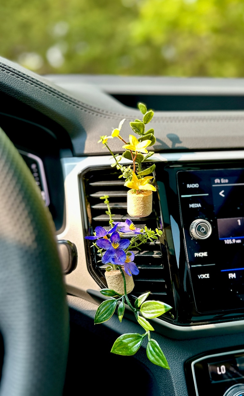 Mini Plant Car Air Freshener, Plant A/C Vent Clip, Cute Car Accessories, Car Essential Oil Diffuser, Boho Car Decor, Stocking Stuffer image 4