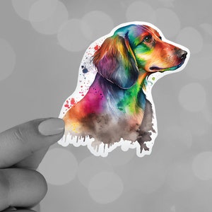 Watercolor Dog Sticker, Cool Dog Stickers, Dog Lover Vinyl Sticker, Aesthetic Adulting Stickers, Colorful Dog Sticker, Water Bottle Sticker