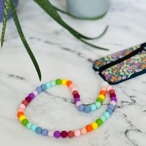 Rainbow Big Bead Phone Lanyard, Phone Wristlet, Large Beaded iPhone Bracelet, Stylish Unisex Phone Strap, PRIDE, iPhone 14, Android image 7