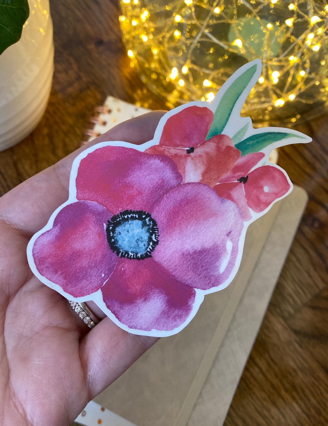 Large Die Cut Watercolor Flower Sticker | Transparent Sticker ...