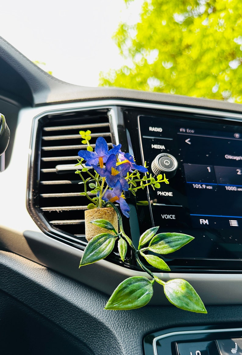 Mini Plant Car Air Freshener, Plant A/C Vent Clip, Cute Car Accessories, Car Essential Oil Diffuser, Boho Car Decor, Stocking Stuffer image 2