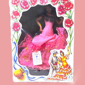 Vintage Marin Chiclana Doll: Spanish Flamenco Dancer, Pink Dress, Black Mantilla