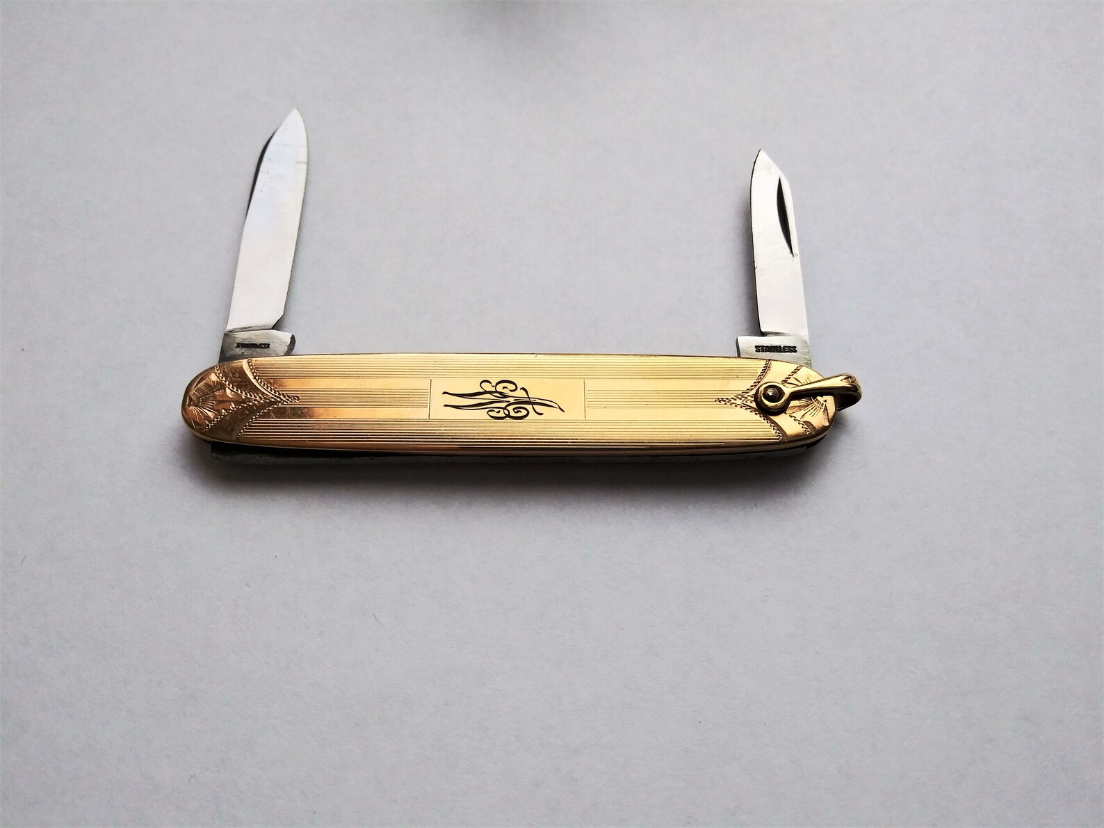 Vintage Pocket Knife Maker Mark B 12K Gold Etsy