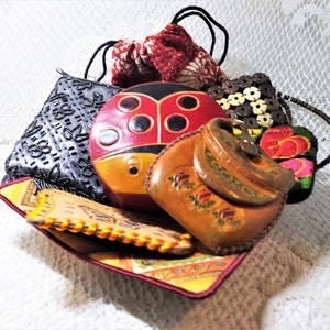 Vintage Handmade Coin Purse: Leather, Cotton, & Embroidered Pouch - Your Choice