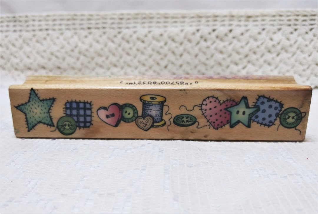 Wooden Block Craft Stamp Sewing Notions Theme Hero Arts Number F1163