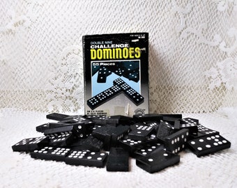 Vintage Double Nine Challenge Dominoes: 55 Engraved Hardwood Pieces