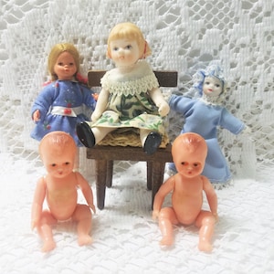 Vintage Dollhouse Dolls ~ Miniature Children ~ Bisque and Celluloid ~ Sold Separately ~ Your Choice