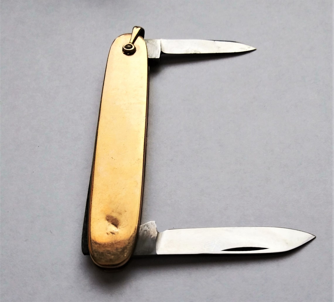 Vintage Pocket Knife Maker Mark B 12K Gold Etsy