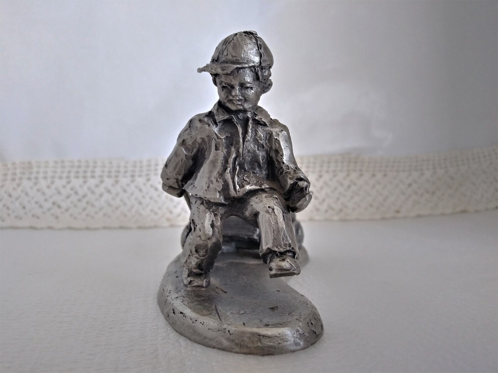 International Pewter Figurine Boy Pulling His Teddy in a Etsy