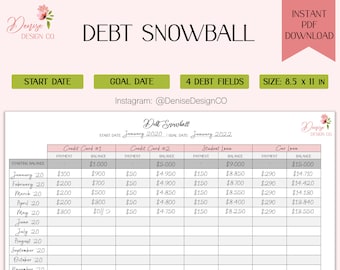 Debt Snowball Printable Sheet: Dave Ramsey Inspired Debt Snowball Sheet with Payments, Balance Overview