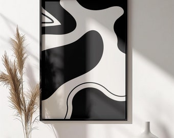 Modern/Vogue Cow | Digital Art Download | Black and White | Abstract | Minimal | Animal Print | Printable