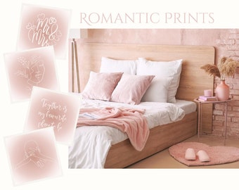 Soft Boho Romantic Digital Prints, Set of 4 (Plus Bonus Print)