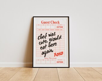 Guest Check | Digital Art Download | Aesthetic | Trendy | Cute | Popular | Printable