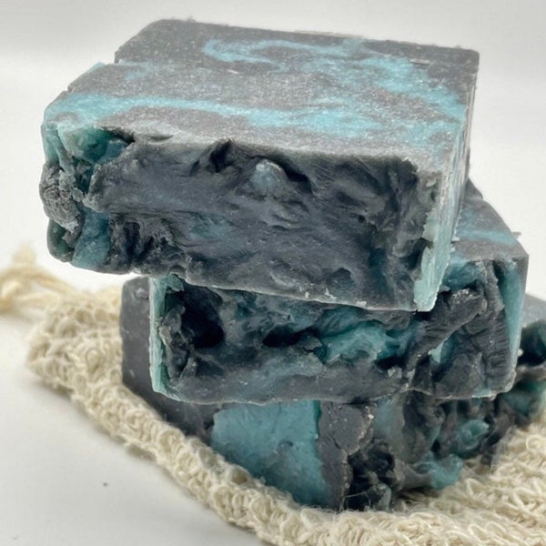 Dark Knight - Ocean Mist - Activated  Charcoal - Bentonite Clay - 100% Coconut Oil -Coconut Milk Soap-Mens Soap