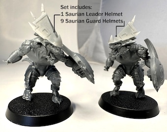 WARHAMMER ウォーハンマー リザードマン 　　 ザウルスガード Warhammer Age of Sigmar Saurus Guard Helmets X10 - Etsy