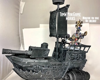 Brutal Space Orc Pirate Battle Krooza -with cannon- vehicle model for Warhammer