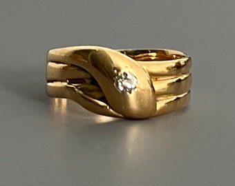 Antique 18K Gold Diamond Coiled Snake Ring