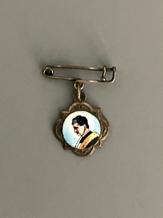 Victorian Noble French Enamel Portrait Pin