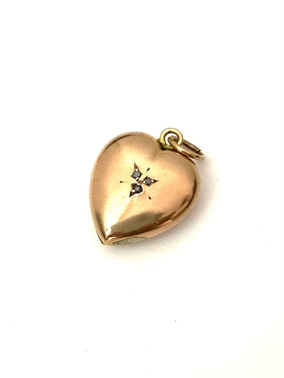 SALE - Antique 9ct Rose Gold Puffy Heart Pendant w