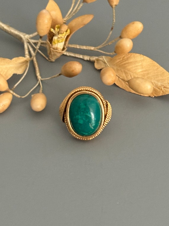 Mid Century Turquoise 18k Gold Statement Ring