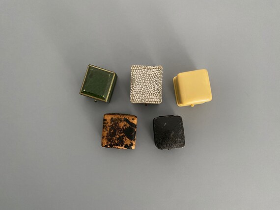 Lot of 5 Antique Square Ring Boxes Push Button - image 6